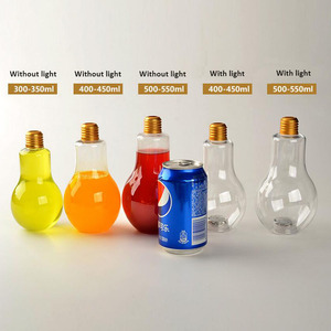 Wholesale Unique for Lamp Bulb Shape 360ml Custom Juice Beverage <b>Plastic</b> <b>Drink</b> Bottle with Lid Screen Printing BPA Free - Product Image 6