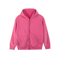 Sweat à capuche zippé en molleton délavé et vieilli, doublé polaire, 400G, teinture à la cire personnalisée, automne-hiver, coupe oversize, style vintage