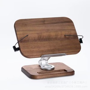 Solid Wood Reading Stand Walnut Rotatable Height Adjustable <b>Desktop</b> Book Rack For E Reader Learning Tool - Product Image 4