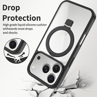 Coque de téléphone magnétique transparente en gros avec protection à 360° °   Coque transparente antichoc anti-jaunissement avec support anneau pour iPhone 17 16 15 14 Pro Max