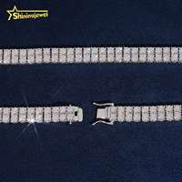 Bijoux Hip Hop, collier chaîne tennis en argent sterling 925 plaqué or, 2 rangs de moissanite, test diamant réussi, bijoux fins