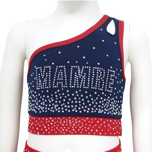 Set di riscaldamento con strass personalizzati per bambini con prestazioni di sublimazione stampa in Spandex per la pratica dell'allegria giovanile uniforme - Product Image 5