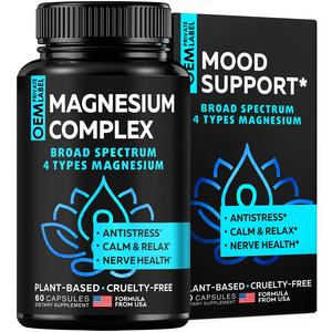 Supplément de citrate de magnésium en capsules pour hommes et femmes Complexe de magnésium confortable Magnésium à haute absorption pour le soulagement - Product Image 1