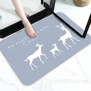 Promotional Top Quality Custom multiple patterns non slip strong water absorption quick drying diatomite bath mat for bathroom Factory Store