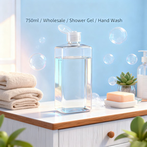 750ml vuông Pet nhựa Gel tắm container với Flip Cap cho chăm sóc da huyết thanh & dầu gội đầu bán buôn Nhà cung cấp - Product Image 2