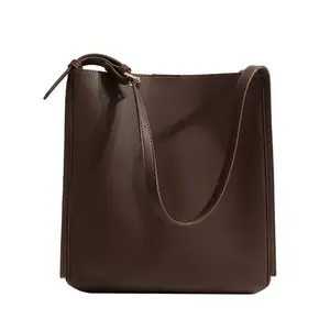 优质办公设计师古典手提包自有品牌奢华包皮革棕色秋季2023女包