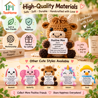 Animaux au crochet faits main personnalisés avec carte de message d'énergie positive : Chat, Vache, Canard, Papillon, Licorne, Baseball, Cadeau, OEM, Vente en gros