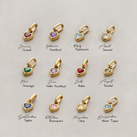 Mode 14k 18k baja tahan karat berlapis emas 6mm Batu lahir cinta Aksesori liontin jimat DIY untuk membuat perhiasan kustom