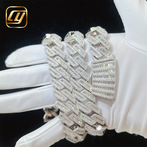 สร้อยคอแบบ Cuban Link เงินแท้ 925 ประดับเพชร Moissanite VVS ระดับ GRA พร้อมใบรับรอง ดีไซน์ฮิปฮอป ขนาด 18 มม. - Product Image 3