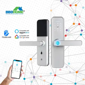 BBDHOME smartphone Tuya WiFi App Smart Door Lock Bloqueio biométrico impressão digital porta alça Digital