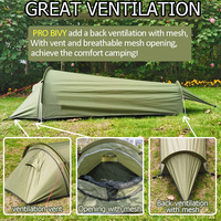 Tente ultralégère 1 personne, imperméable, en alliage d'aluminium, avec maille anti-déchirure, pour le camping, la randonnée, la randonnée en sac à dos, tente 1 personne