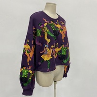 OEM Ras Du Cou Coupe Ras Du Cou Ourlet Ram Sparkle Sequin Sweatshirts Pour Femmes Manches Longues Mardi Gras Sequin Sweatshirts Pour Femmes