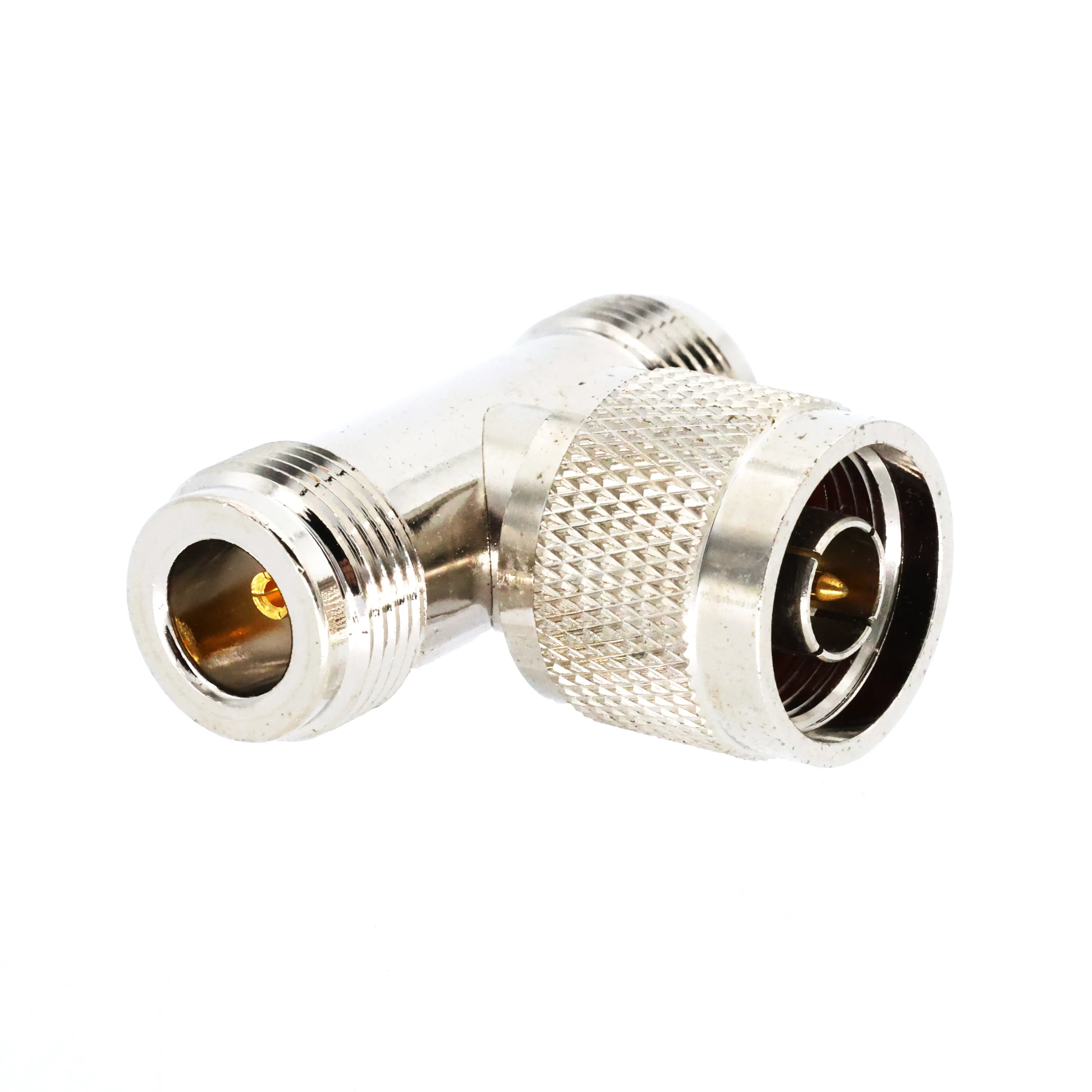 Conector macho N a 2 N hembra Triple T RF adaptador Construcción de latón mecanizado para antena/repetidor de señal conector de 3 vías