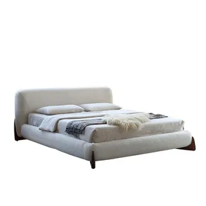 Французская деревянная Главная спальня Встроенная двуспальная кровать современная простая итальянская минималистская мягкая кровать из ягненка