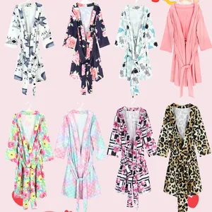 2024 New Stylish cotton robes women Floral Pajamas long robe women Sexy women's sleeping robes Midi Dress Comfy Nighty OEM ODM