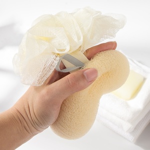 GLOWAY การออกแบบสายรัดมือแบบยืดหยุ่นตาข่ายสองด้าน Pouf ฟองน้ําอาบน้ําขัดผิวสําหรับการ<span class=keywords><strong>นวด</strong></span>และทําความสะอาดร่างกาย - Product Image 2