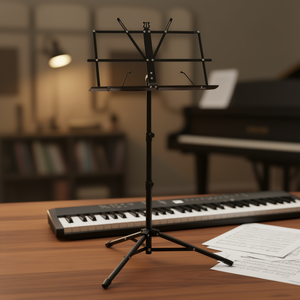 Support de partitions MUS FLD BLK, support de partitions en métal réglable et pliable, support de bureau pour instruments de musique - Product Image 2