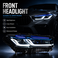 Phares LED style LCI pour BMW Série 5 G30 2021-2023, avec cadre bleu, feux de jour DRL bicolores, kit de modernisation et de rétrofit