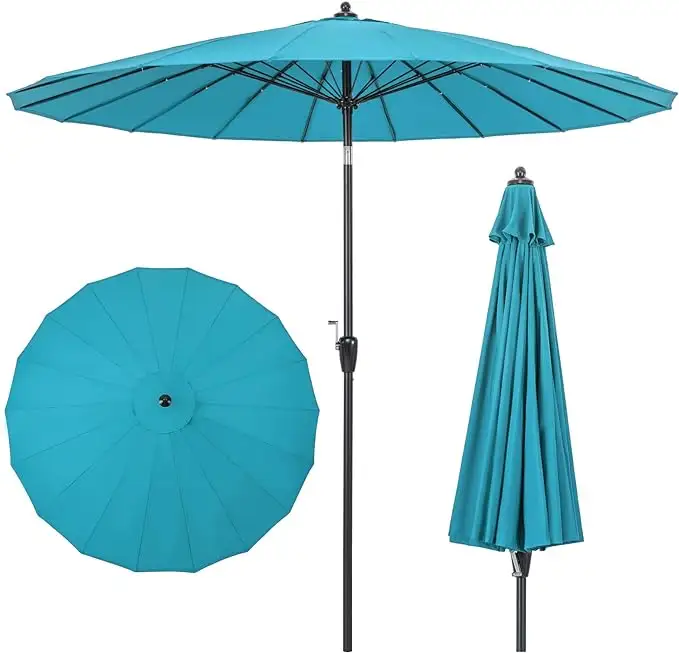 9 Ft Ronde Patio Buiten Markt Paraplu Geventileerd Top 18 Zware Glasvezel Staven Tafelparaplu Voor Zwembad Dek Gazon Tuin