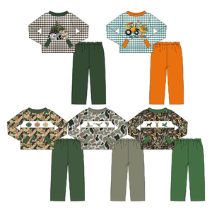 Précommande – Nouveaux ensembles décontractés d'automne pour bébés garçons : chemises à manches longues à carreaux et camouflage, pantalons, pyjamas de boutique - Product Image 1