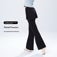 Leggings évasés pour filles, effet deux pièces, contrôle du ventre, en Spandex/Nylon, longueur intégrale, coupe bootcut, pour la danse