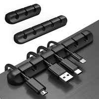 Clips de gestion de câbles USB multifonctionnels auto-adhésifs en silicone, carrés, avec design à 3/5/7 trous, épaisseur 2,1 cm, noirs