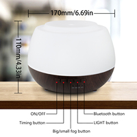 Diffuseur d'aromathérapie intelligent H2O Spray à effet bois, humidificateur d'air électrique 500 ml avec bruit blanc et haut-parleur intégré