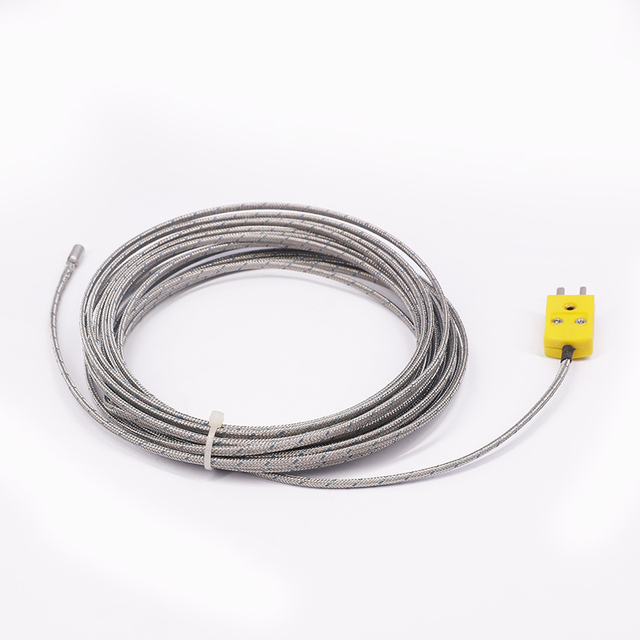 Long Extension Braided Cable Fast Response Type K Thermocouple High Temperature Sensor with Thermocouple Plug