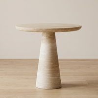 Tables d'appoint circulaires modernes en travertin naturel de style italien pour salon, vente en gros d'usine FERLY