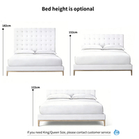Lit double en tissu capitonné de style nordique italien, nouveau design, cadre de lit en bois, taille Queen/King, chambre à coucher moderne