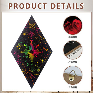 Decoraciones de pared de madera en stock, cartas de tarot de madera, forma geométrica de diamante, adecuadas para dormitorio y sala de estar, estilo bohemio. - Product Image 2