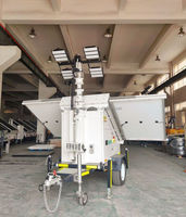 Tour d'éclairage mobile solaire étanche avec mât de 7 mètres pour extérieur, remorque de sécurité à déploiement rapide, fonctionnement 24h/24 et 7j/7