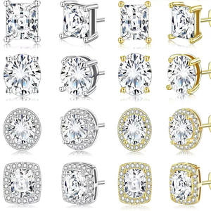 ต่างหูจี้ทรงกลม/สี่เหลี่ยม/ทรงหมอน ดีไซน์ทันสมัย ชุบทอง/เงิน หลายแบบ ป้องกันการแพ้ เหมาะเป็นของขวัญสำหรับผู้หญิง - Product Image 1