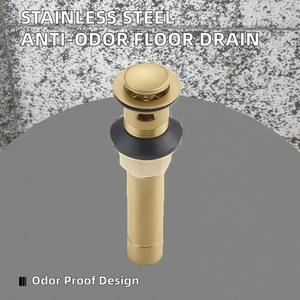 Siphon de sol rond en acier inoxydable doré brossé de style archaïque, raccordement à vis, pour lavabo de salle de bain d'hôtel et toilettes - Product Image 2