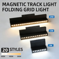 Grille pliante noire, 3 couleurs réglables, rail magnétique en aluminium COB LED 48V DC, CRI 92 élevé, design moderne, utilisation intérieure/extérieure