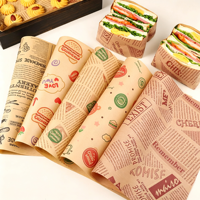 Kertas Pembungkus Makanan Sekali Pakai Anti Minyak, Tahan Air, Ramah Lingkungan, Biodegradable, dengan Cetak Logo Kustom untuk Hamburger dan Sandwich