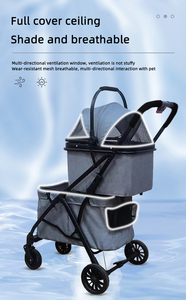 Poussette pour animaux de compagnie à double étage, haute qualité, respirante, espace séparé, 4 roues, pliable, <span class=keywords><strong>chariot</strong></span> de voyage pour chiens et chats jumeaux - Product Image 6