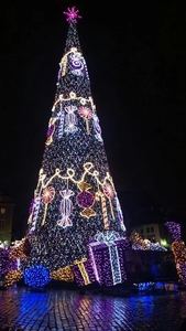 Decoración navideña <span class=keywords><strong>para</strong></span> exteriores, metal alto, iluminación gigante de 12 pies, decoración navideña predecorada, esfera, árbol de Navidad gigante - Product Image 6