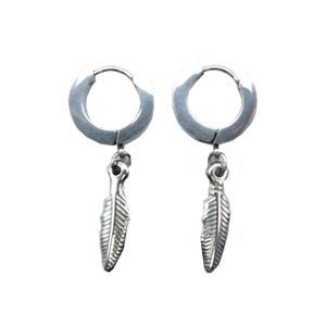 In Acciaio Inox huggie <span class=keywords><strong>orecchini</strong></span> <span class=keywords><strong>con</strong></span> <span class=keywords><strong>piuma</strong></span> di goccia <span class=keywords><strong>orecchini</strong></span> a cerchio - Product Image 2