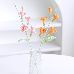 Tejido de hilo con acabado personalizado, decoración de escritorio con flor de orquídea simulada, ramo de flores tejidas - Product Image 4