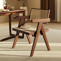 Chaise de salle à manger en rotin tressé en bois massif d'occasion avec dossier Chandigarh, nouveau style chinois, pliable pour la maison et la restauration