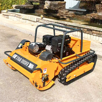 Tondeuse à gazon autotractée industrielle de 1200 mm, télécommandée, à essence, moteur 4 temps, débroussailleuse avec bac à herbe de 100 L