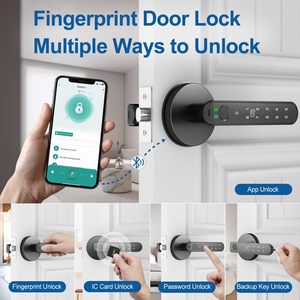 Smart Keypad <strong>Door</strong> Lock with Handle,Fingerprint Keyless Entry Digital Lock with Built-in Doorbell,Biometric <strong>Door</strong> <strong>Knob</strong> - Product Image 2