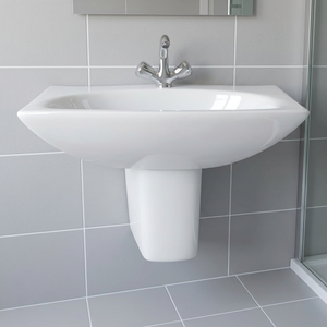 Lavabo rustique carré en céramique sur demi-pied avec options de couleur pour India Home Mall - Product Image 1