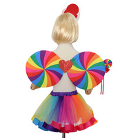 Nouveau coloré arc-en-ciel Tutu jupes pour filles enfants anniversaire princesse arc jupe avec pince à cheveux ailes d'ange Halloween ensembles de pâques
