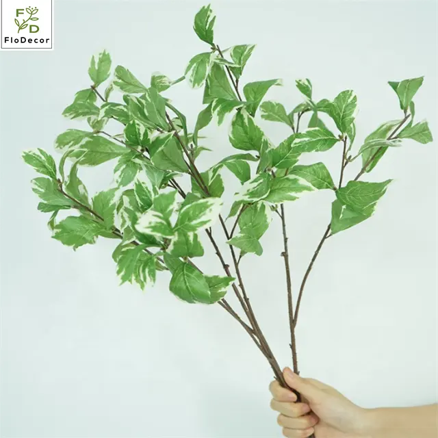 High Simulation Long Branch 95cm Artificial Silk White Lotus Fake Leaf For Home Hotel Decoration