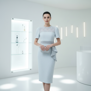 ZYHT 50963 boncuklu taş kristal lüks parti kadın elbise yaz zarif Bodycon kokteyl jakarlı elbiseler - Product Image 3