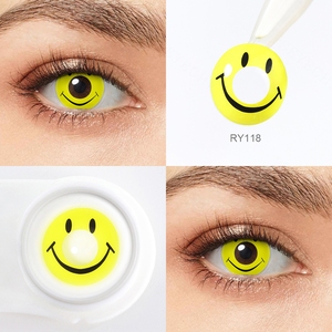 Pseyeche lentes de contato estampadas, lentes de contato coloridas, cosplay anime de diâmetro e cor de sorriso, dia das bruxas, lentes de contato coloridas - Product Image 3