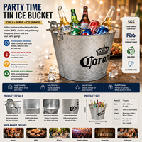 Seau à glace recyclable pour bière - Boîte en étain personnalisable avec logo OEM, marque Jinfeng, origine Guangdong, pour bars, jeux d'eau en plein air pour enfants