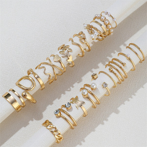 Mode géométrique papillon étoile anneaux ensemble pour femmes filles couleur or coeur perle anneau <span class=keywords><strong>2023</strong></span> nouveaux bijoux à <span class=keywords><strong>la</strong></span> mode cadeaux <span class=keywords><strong>fête</strong></span> - Product Image 4